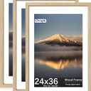 24X36 Poster Frame, Display Pictures 20X30 with Mat or 24X36 Without, Wall Hanging Frames, Natural Oak, 3 Pack