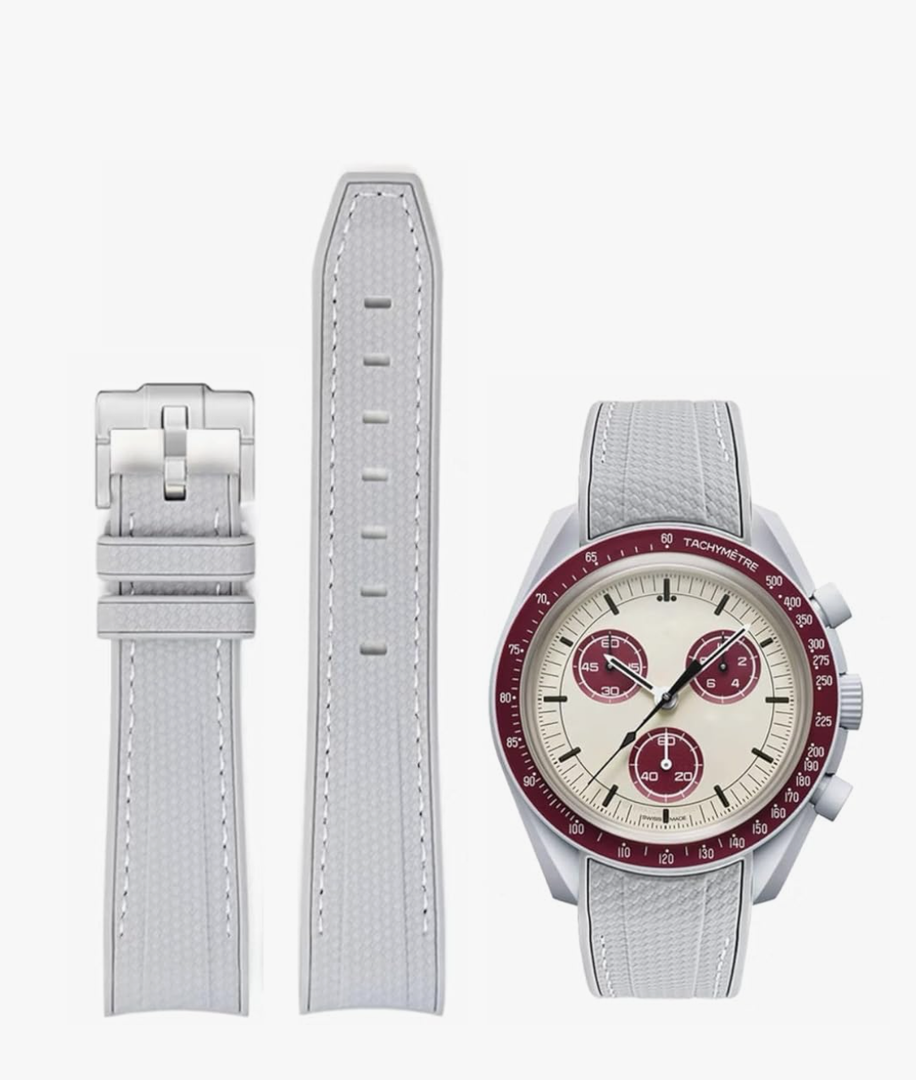 Watch Bands for Omega X Swatch Moonswatch Watch 20mm Curved Rubber Strap Silicone Watch Band Men Women Replacement Bracelet Omega MoonSwatch Speedmaster No Gap Strap