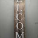 ALBEN Premium Extra Large Welcome Sign for Front Door Porch – 5 Feet Tall (58" x 11") Standing Vertical Wooden Sign, Indoor Home Decor Wall Decorations (Gray)