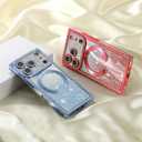 Misscase Magnetic Glitter Case for iPhone 17 Pro 6.3 Inch, Camera Protection, Compatible with MagSafe, Rectangle Cute Bling Sparkle Diamond Colorful Phone Cover, Drop-Tested & Shockproof-Hot Pink