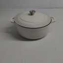 MELLERHOME 7.5 QT Enameled Cast Iron Dutch Oven, Heavy-Duty Casserole Dish and Braiser Pan with Lid and Stainless Knob, Safe for All Cooktops, Oyster White