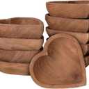 Tioncy 10 Pcs Wooden Dough Bowls - Wood Heart Shaped Hand Carved Paulownia Serving Decorative Bowl Bulk for Home Holding or Making Bread, Fruits, Salad & Candle, 7 Inch