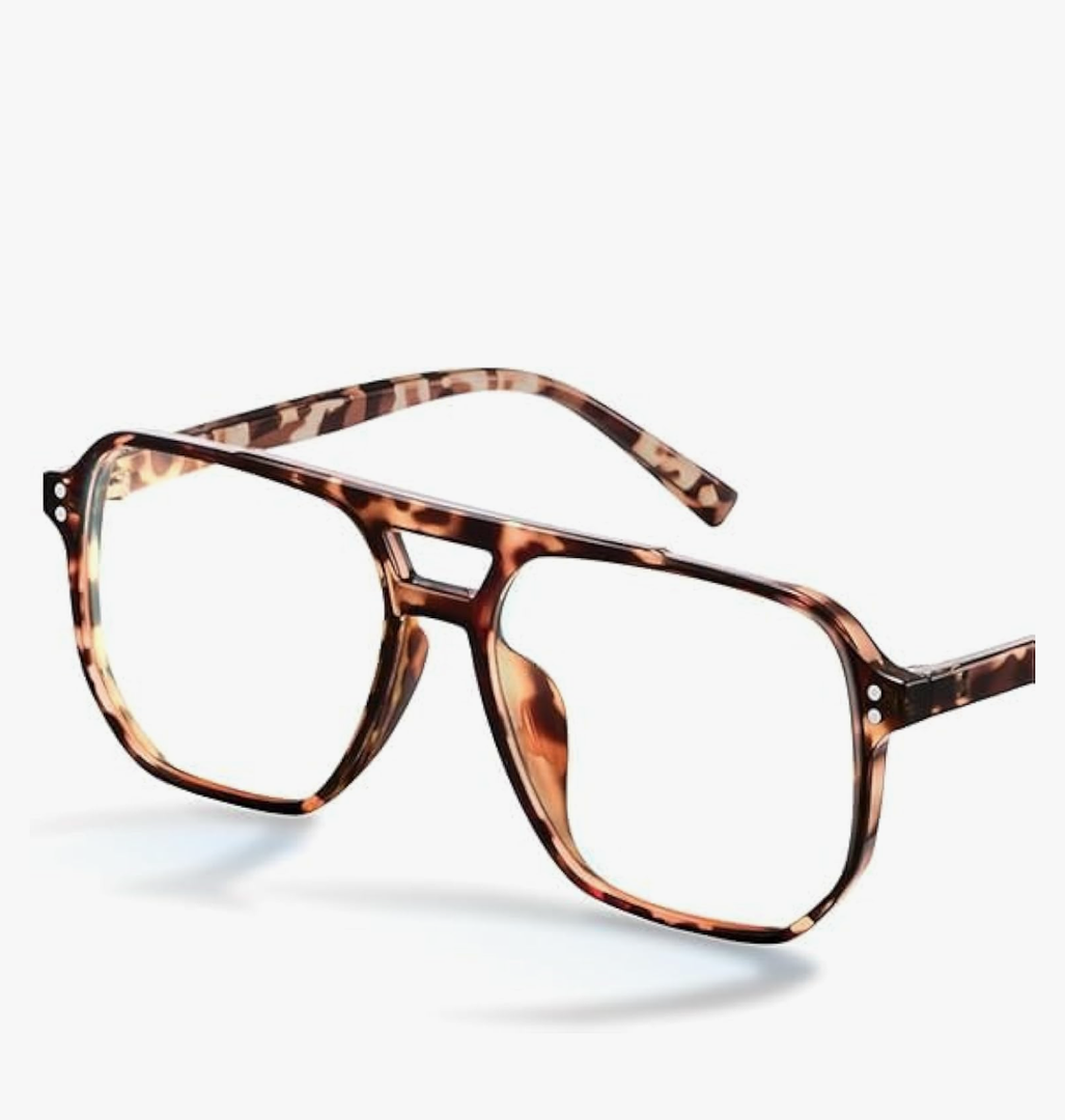 livho Vintage Aviator Blue Light Blocking Glasses, Fashion Oversized Frames for Eye Strain Relief, Unisex Design