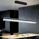 Black Modern Chandelier for Dining Room 47in Led Linear Pendant Lights Kitchen Island Lighting Minimalist Dimmable Ceiling Hanging Pendant Chandelier Light Fixture with Remote