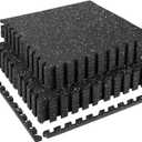 0.56in Thick 48 Sq Ft Exercise Equipment Mats, 12 Tiles Rubber Top EVA Foam Workout Mats, Interlocking Gym Flooring for Home Gym, 24 x 24in, Black & White