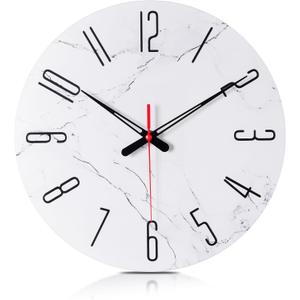 14in Glass Wall Clocks for Living Room Decor, Decorative Wall Clocks Battery Operated, Silent Kitchen Clocks, wall Clock for Bedroom
