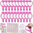 Geetery 20 Pcs Unbreakable Kids Mirror DIY Decorate Your Own Princess Mirror Mermaid Princess Foam Small Crafts for Princess Party Decorations(Pink)