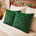 Vermeyen St Patricks Day Pillow Covers 18 x 18 inch Set of 2 3D Embroidered Shamrock Pillow Soft Plush Faux Fur St Patricks Day Decorations for SOFE Bedding Holiday