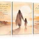 3Pcs Inspirational Christian Canvas Wall Art Jesus and Girl Poster Prints Isaiah 41:10 Picture Painting Wall Decor for Living Room Bedroom Office 16x24in Framed