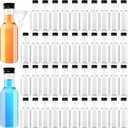 Mini Bottles,50 Pack Empty Spirit Bottles with Black Screw Cap,1.7oz Reusable Plastic Shot Bottles with 10 Funnels for Baby Shower, Party, Weddings