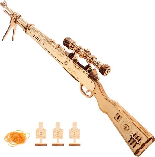 3D Wooden Puzzles Rubber Band Gun for Adults – 98k Gun Model, DIY Rubber Band Gun Building Kit for Teens 14+, Brain Teaser Craft, Unique Gift & Home Decor for Men & Women (Kar98K)