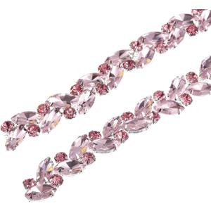 uxcell 1 Yard Crystal Rhinestone Chain Trim, Diamond Rhinestone Chain Applique for Crafts DIY Sewing Clothing Wedding Party Decoration, Pink