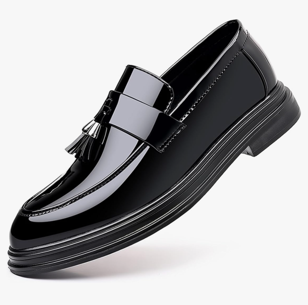 Men's Tassels Patent Leather Penny Loafers Fashion Formal Business Casual Slip On Dress Shoes for Mens 14