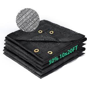 Kesfitt 50% Shade Cloth 10x20 ft, Breathable HDPE Mesh Sun Shade Tarp for Garden & Greenhouse, UV Resistant Outdoor Shade Fabric with Copper Grommets for Plants, Patio, Yard