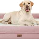 SongPuppy Orthopedic Washable Large Dog Bed: XLarge Dog Bed Bolster Waterproof - XL Big Dog Beds for Extra Large Dogs with Removable Cover - Pink (XL-large41.0"L x 29.0"W x 7.0"Th)