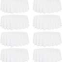Fivenl 8 Pack Round Tablecloth 90 Inch Round Table Covers Bulk Washable Polyester Fabric Round Table Clothes for Wedding Party Reception Banquet Buffet Restaurant (White, 90 Inch)