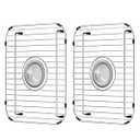 Alonsoo Sink Racks, Sink Protectors for Kitchen Sink, Stainless Steel Sink Grid for Bottom of Sink 11.5"W x 13.8"L, Metal Sink Grate with Strainer, Centered Drain for Double Bowl with Corner Radius, 2 pack