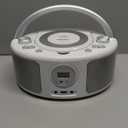 Portable CD Player Boombox with Bluetooth, FM Radio, Remote Control, USB Port and 3.5mm AUX Headphone Jack, Clear Stereo Sound, 4 Watts of Audio, AC/Battery Powered (White)