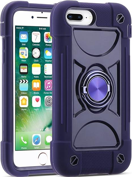 Compatible with iPhone Se3/iPhone Se2,iPhone 6/6S Case,iPhone7/iPhone8 Case 4.7 Inch with Ring Stand, Heavy-Duty Military Grade Shockproof Cover (Deep Purple
