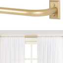 Gold Wrap Around Curtain Rods for Windows 28 to 60:Blackout Heavy Duty Adjustable Curtain Rod Room Darkening Modern Industrial Curved French Return Metal Drapery Rods Easy Install Brass Gold