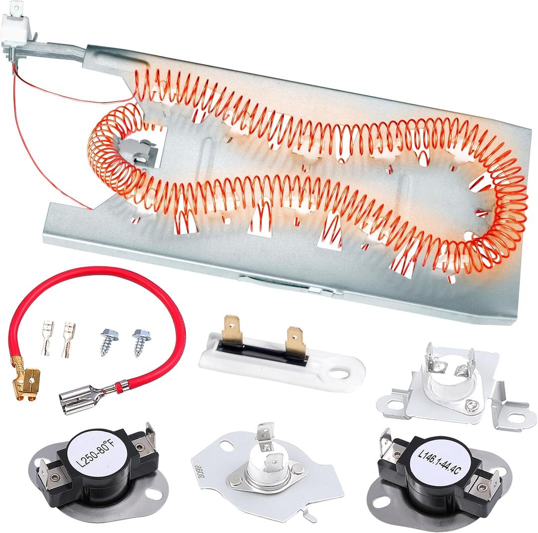 Dryer Heating Element Kit Compatible with Whirl-pool duet Dryers WED8300SW2, WED8000DW4, WED5500XW0, WED92HEFBD2, WED92HEFC2, WED92HEFU2, WED92HEFW2, GEW9250PW0, GEW9200LW1, GEW9200LW0, GEW9200LL1