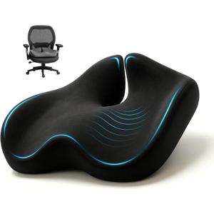 SitCushion Ergonomic Seat Cushion for Sciatica & Tailbone Pain Relief – Extra Large Memory Foam Office Chair Cushion for Long Sitting, Orthopedic Coccyx Cushion for Desk Chair, Car & Wheelchair(Black)