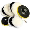 9PCS 4" 6 Inch Wool Polishing Buffing Pad Kit,Polishing Buffing Wheel for Drill Buffer Attachment with 5/8"-11 Drill Adapter Assortment Kit for Car Body Repair Polishing and Waxing