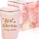 Best Mother-In-Law Ever Mug, Birthday and Mothers Day Gifts from Daughter Son In Law, 14 OZ Pink