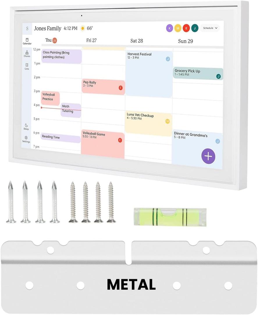 No-Stud, No-Drill Wall Mount for Skylight 15 (Gen 1) Digital Calendar  Metal Mount  No-Drill Installation for Drywall  Includes Level & Mounting Kit - Accessories for Skylight Calendar (Not Compatible with 15 Inch Gen 2)