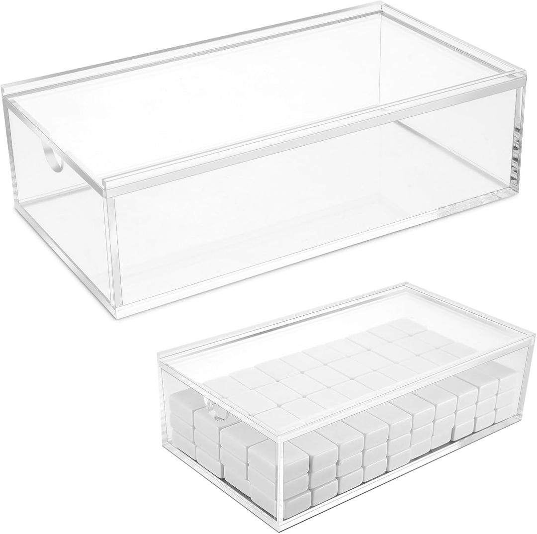 Honeydak Acrylic Mahjong Case - Empty Transparent American Mahjong Game Case Storage Box for Tiles Home Travel Accessories, 9.1" x 4.9" x 2.3" - Tiles Not Included(Clear)