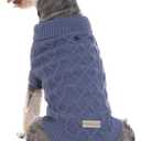 Small Dog Sweater, Warm Winter Pet Clothes, Puppy Knitwear for Small to Medium Breeds Dog Outfits (Dark Blue M)