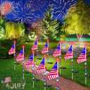 10 Pack Solar American Flag Lights Outdoor, 4th of July Decorations Outdoor, Waterproof Solar Flag Patriotic Lights for Yard, Garden, Pathway, Independence Day, 250th Anniversary (Red White and Blue)