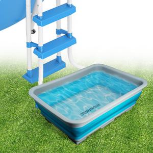 11.8" x 7.87" x 4.5" Pool Foot Bath Tray for Swimming Pool, Non- Slip Collapsible Foot Bath for Pool, Portable Foot Tub for Pool for Above Ground Pool Accessories, Rinse Feet Keep Pool Clean