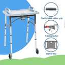 Loyoda Foldable Walker with TrayLightweight Folding Walker with 5" Wheels Height Adjustable Aluminum Standard Walkers for Seniors up to 350 lbs