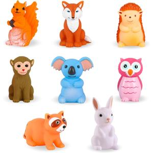 XY-WQ Bath Toys No Hole, for Infants 6-12& Toddlers 1-3, No Hole Bathtub Toys (Animal C, 8 Pcs with Mesh Bag)