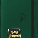 Premium 9 Pocket Card Binder for 540 Cards, Fabmaker PU Cover Trading Card Binder, Sturdy Card Collection Album, Sleek Card Holder Folders for Game Cards & Sports Cards, Dark Green