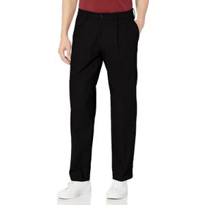 Dockers Men's Classic Fit Signature Khaki Lux Cotton Stretch Pants-Pleated, Black, 46W x 29L