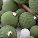 42PCS Green Velvet Christmas Ball Ornaments, Flocked Vintage Rustic Farmhouse Baubles in Assorted Sizes for Xmas Tree Decorations, Hanging Ornaments for Home, Party & Wedding Dcor (Green)