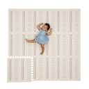 CHILDLIKE BEHAVIOR XXL Baby Play Mats, 72x72 Puzzle with 9 Foam Tiles, Crawling Mat with Interlocking Tiles, 24x24 Puzzle Mat Pieces, Neutral Playmat for Toddlers & Infants Play Pen - Beige