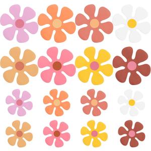 Leumoi 16 Pcs Flower Car Magnet Retro Hippie Refrigerator Flower Magnets Decorations for Car Home Door, 2.17 x 2.17 Inches, 3.94 x 3.94 Inches (Boho)