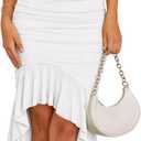 ZESICA Women's 2026 Summer Ruched Bodycon Dress Sleeveless Backless Ruffle Mermaid Cocktail Wedding Party Dresses (X-Large, White)