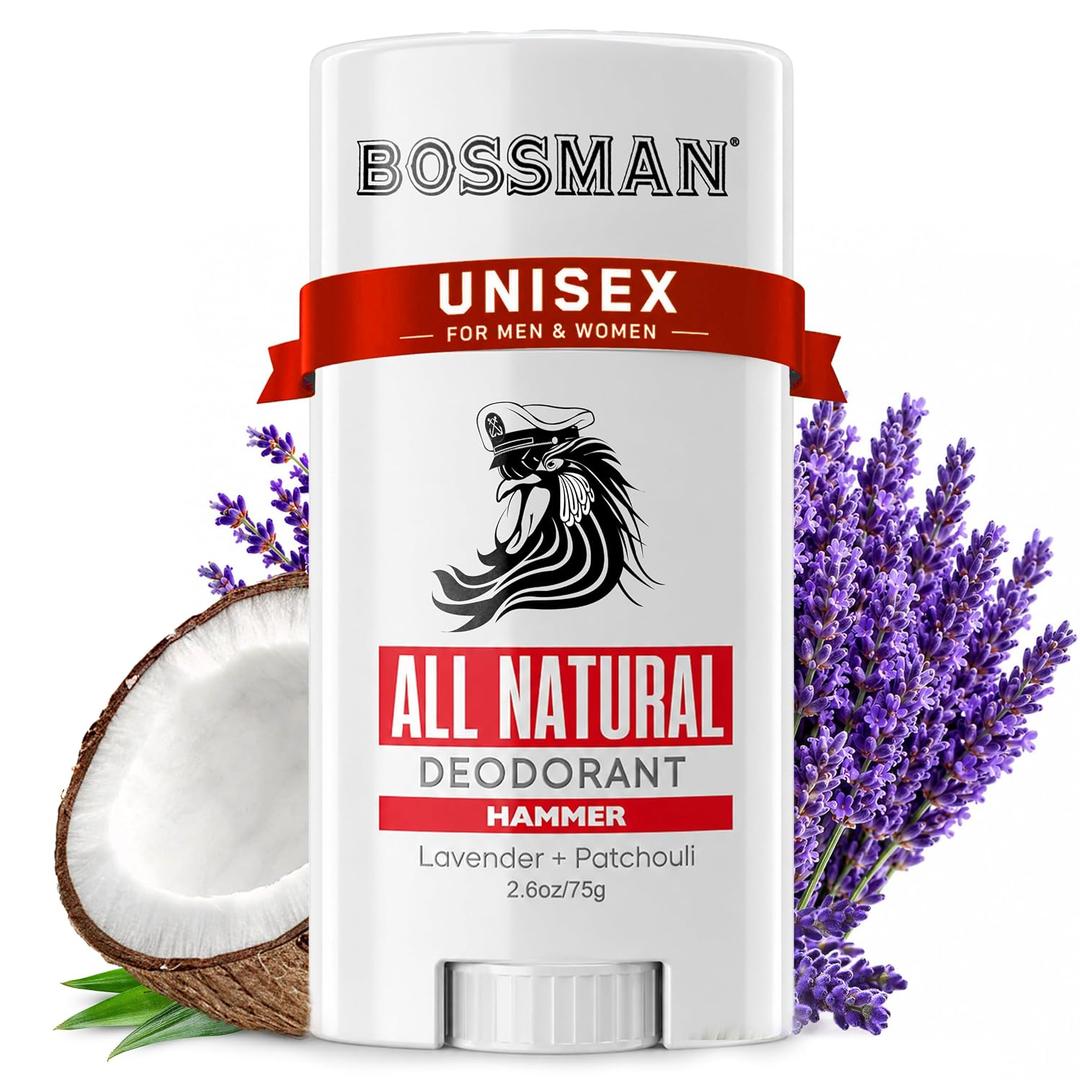 Bossman Unisex, All Natural Deodorant for Men & Women | Aluminum Free | 24 Hours of Protection | Hammer Scent