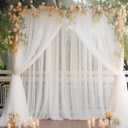 10ft X 10ft White Tulle Backdrop Curtain for Parites, Sheer Backdrop Curtains Fabric Drapes for Wedding Ceremony Arch Party Stage Decorations
