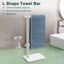 Hand Towel Holder, Hand Towel Stand for Bathroom with Marble Base, 304 Stainless Steel L Shape Hand Towel Rack Bar Standing for Vanity Kitchen Countertop, Brushed Nickel
