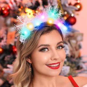Catery Light Up Christmas Headband Snowflake Headband Christmas Accessoriess for Women