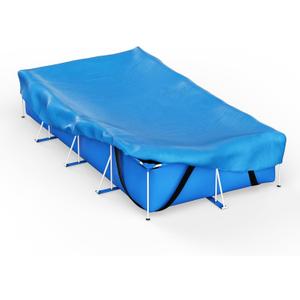 Reinmoson Rectangle Pool Covers for Above Ground Pools Fits 12 x 7 to 15 x 8 Pools, Rectangular Inflatable Pool Cover with Elastic Edge & Integrated Drawstring for Bestway/Intex/Coleman Pool