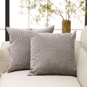 HPUK Geo Cut Velvet Throw Pillow Covers Pack of 2, 18x18 Inch Accent Cushion Covers for Living Room, Bedroom, Decorative Pillow Covers for Couch, Sofa, Chair, Gray