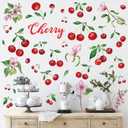 Epakh 41 Pieces Lemon Wall Stickers Apple Cherry Strawberry Fruit Stickers Peel and Stick Wall Decor for Kitchen Cabinet Window Country Restaurant Dining Room Decor (Cherry Style)