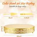 Wenqik 16 Inch Gold Cake Stand Set Metal Round Cupcake Dessert Stand with Cake Cutting, Spatula Wedding Cupcake Pastry Display Candy Holder Display for Wedding Party Birthday Baby Shower(Flower)
