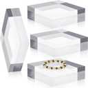 Qunclay 4 Pcs 5 x 5 x 2 Inches Acrylic Square Display Block Clear Polished Acrylic Cubes Jewelry Display Stand for Jewelry Ring Showcase Holder Base Collections